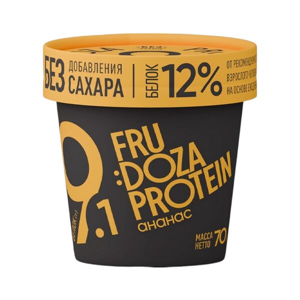 Десерт взбитый зам ФРУДОЗА ПРОТЕИН мол сост без доб сахара обогащ белком со вкусом ананаса 0,07кг