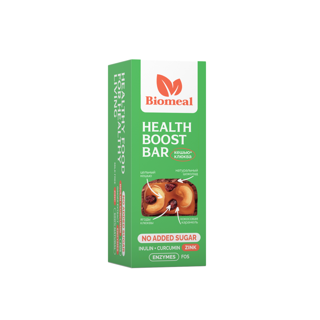 

Батончик Biomeal шоколадный с Кокосовой карамелью Кешью и Клюквой 45 г
