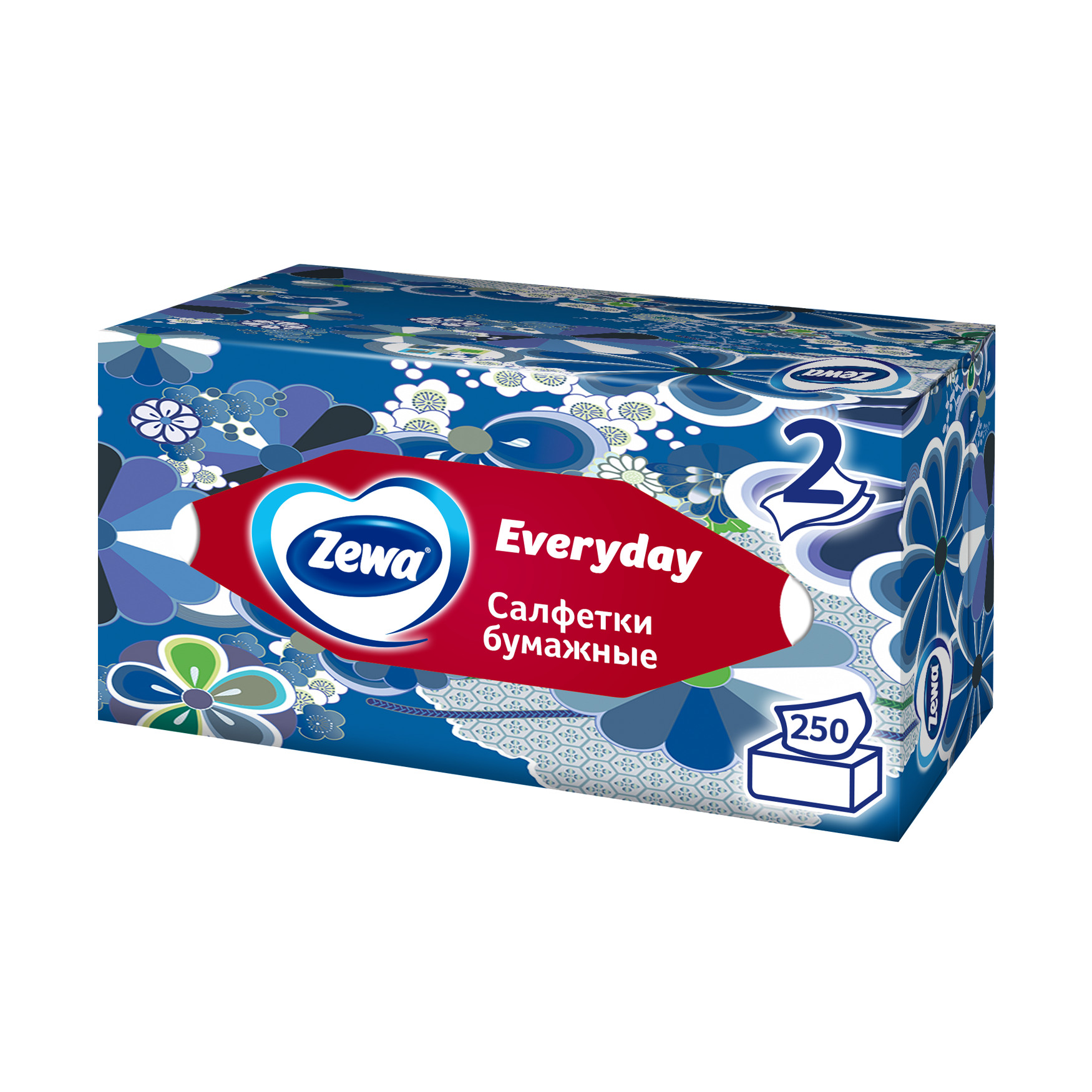 

Салфетки бумажные в коробке Zewa Everyday, 2 слоя, 250 шт дизайн в ассортименте