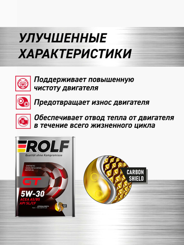 

Моторное масло Rolf GT 5W-30 A5/B5 SL/CF (металл) 4 л