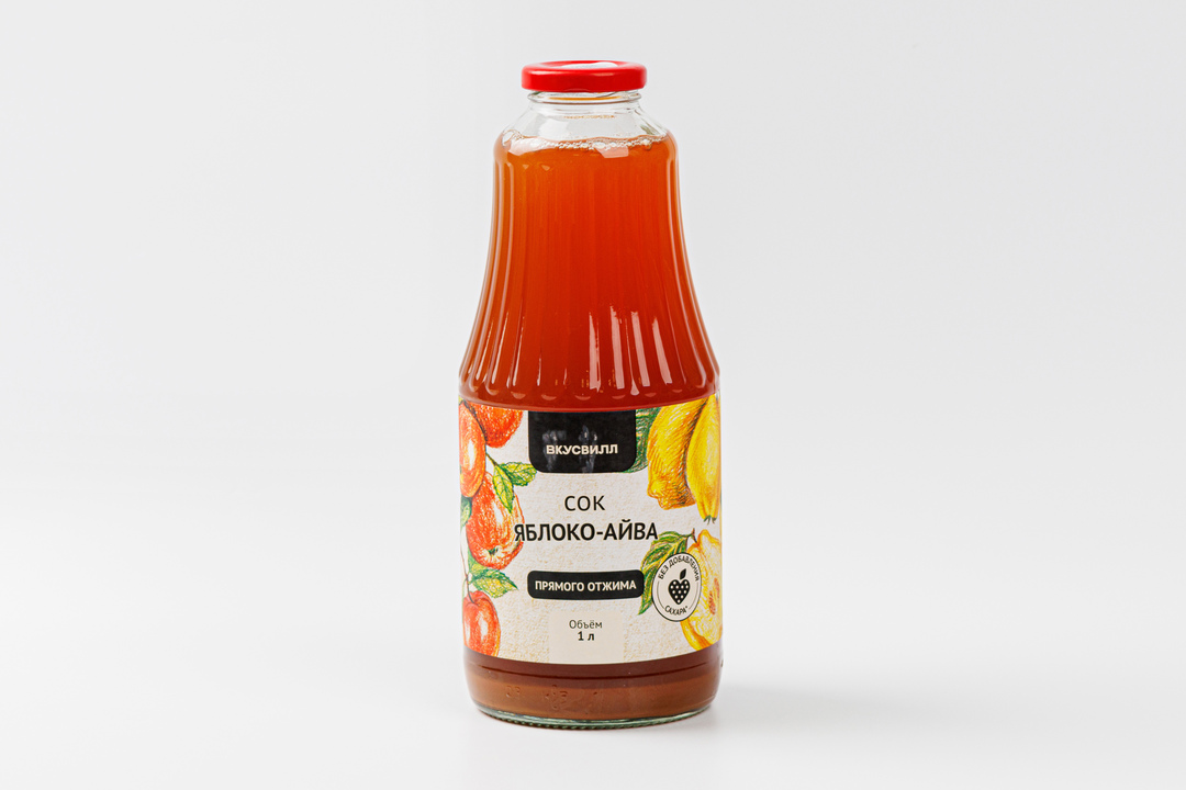 

Сок ВкусВилл яблоко-айва прямого отжима, 1 л