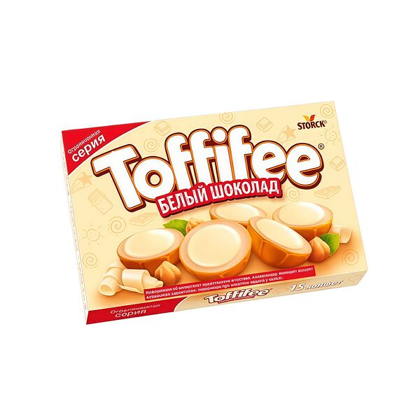 Конфеты Toffifee c лесным орехом 10% в карам чашечке 41%с молочн начинкой 37 % и бел шоколадом 125г