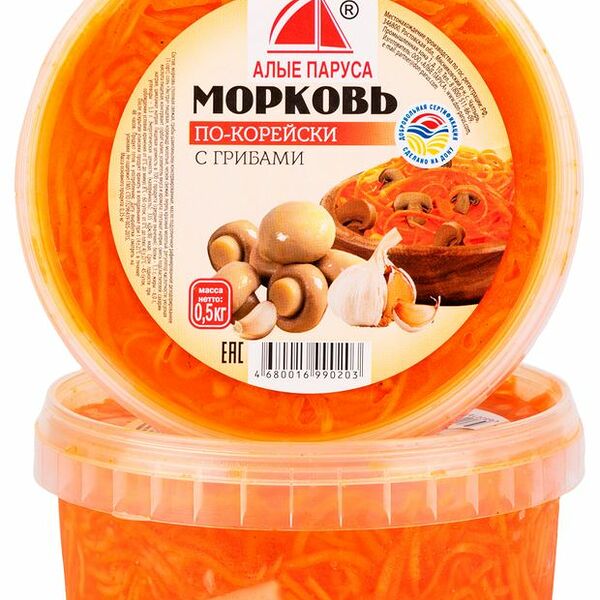 Морковь по-корейски Алые паруса с грибами 500 г