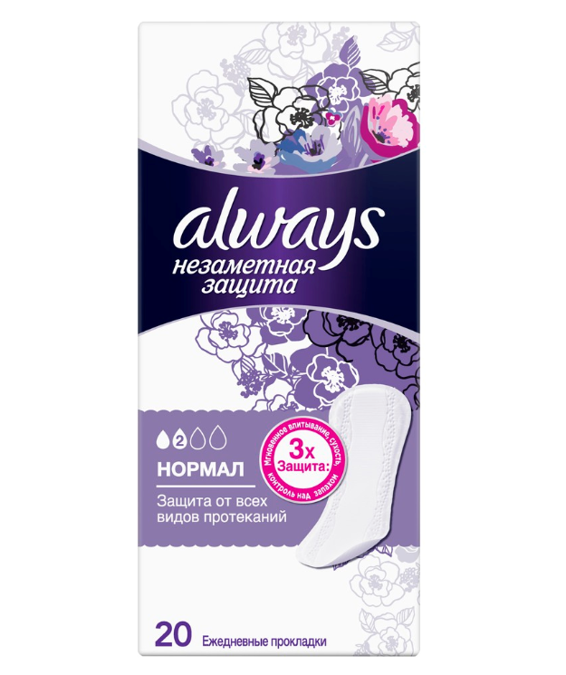 

Прокладки Always Незаметная защита ежедневные нормал 20 шт.
