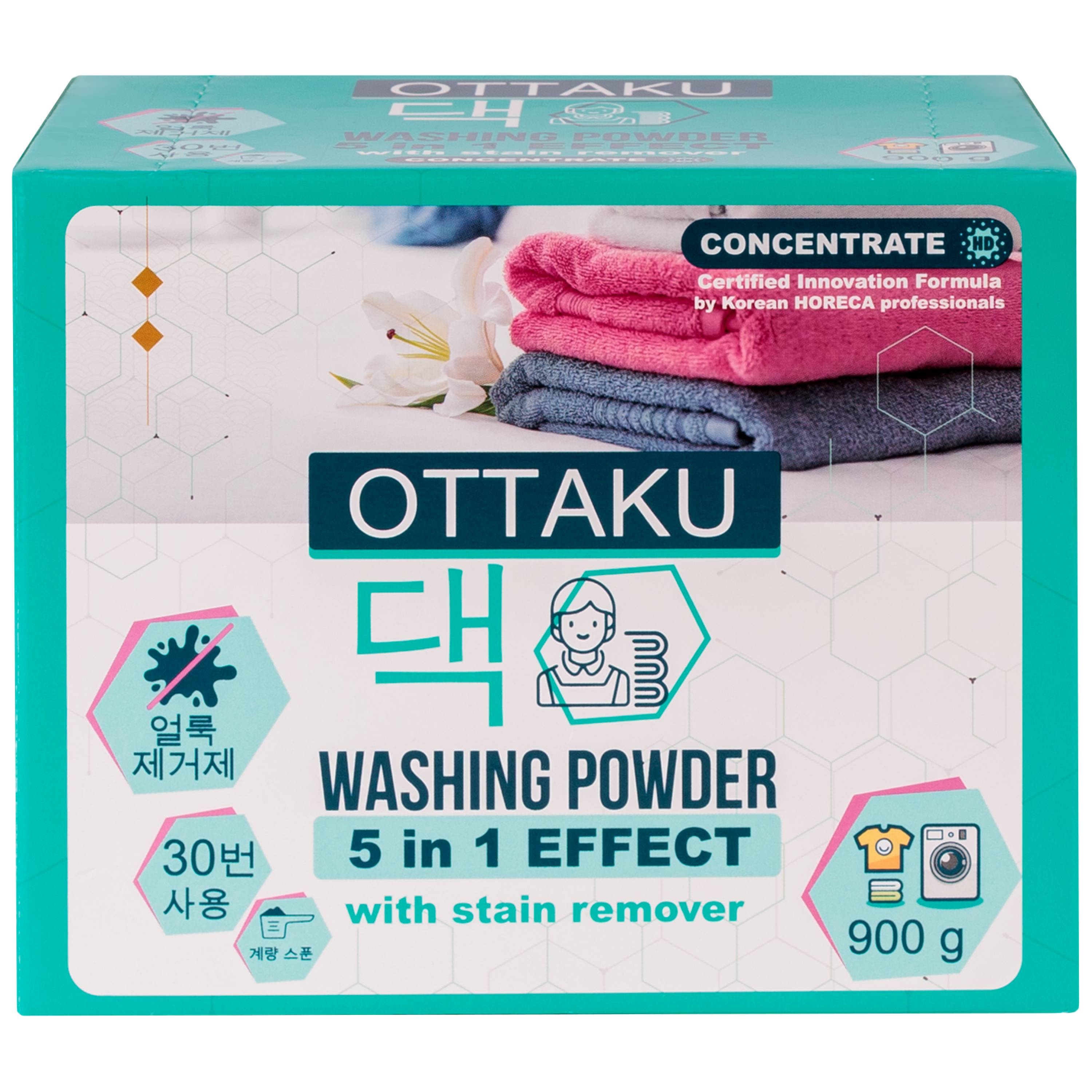 

Порошок Ottaku 5 in 1 Effect стиральный концентрированный универсальный с пятновыводителем 900 г