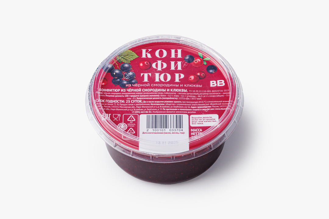 

Конфитюр ВкусВилл из смородины и клюквы 200 г