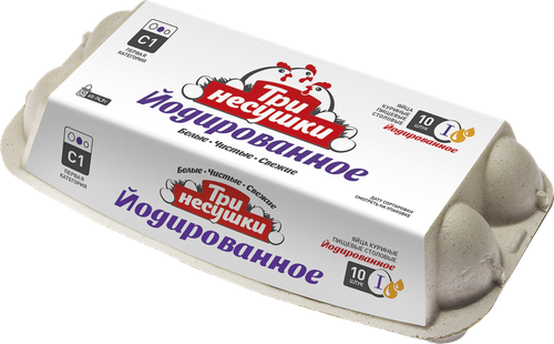 

Яйцо куриное Три несушки С1 йодированное 10 шт.