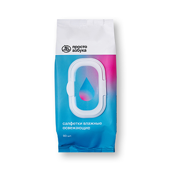 

Салфетки влажные Просто Азбука освежающие с пластиковым клапаном 80 шт.