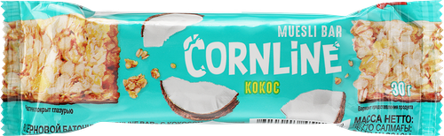Батончик из цельных злаков Cornline с кокосом и воздушным рисом 30 г