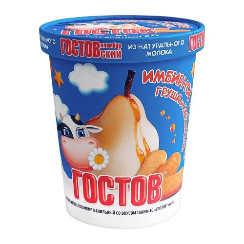 

Мороженое пломбир Гостовский с грушей карамелью и имбирным печеньем 12% 350 г