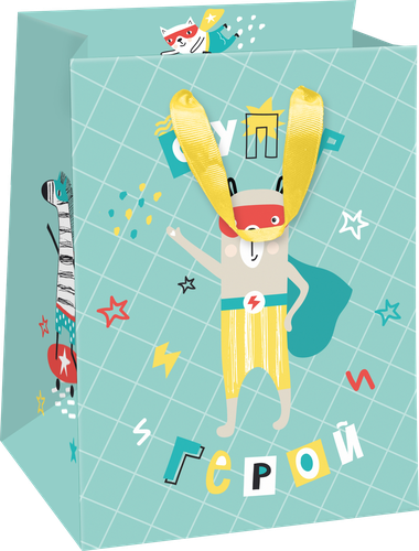 

Пакет подарочный Kids 14х19х11см, с блестками, в ассортименте