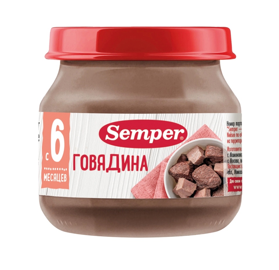 

Пюре мясное Semper говядина с языком с 8 месяцев 80 г
