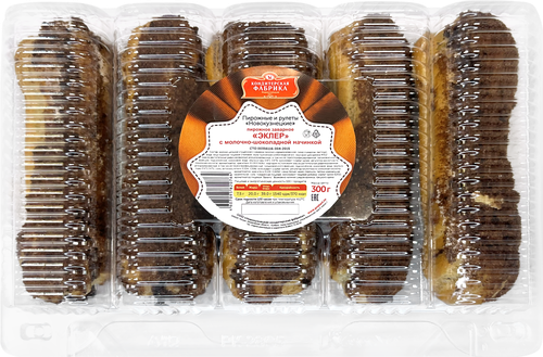 

Пирожное Новокузнецкая КФ Эклер с молочно-шоколадной начинкой 300 г