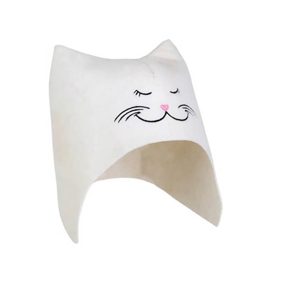 

Шапка банная ГлавБаня Кошечка фетр белый