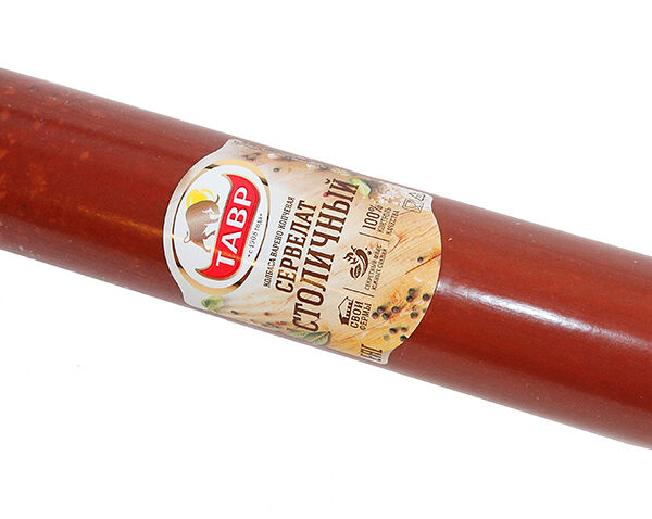 Колбаса варено-копченая Тавр Сервелат Столичный вес