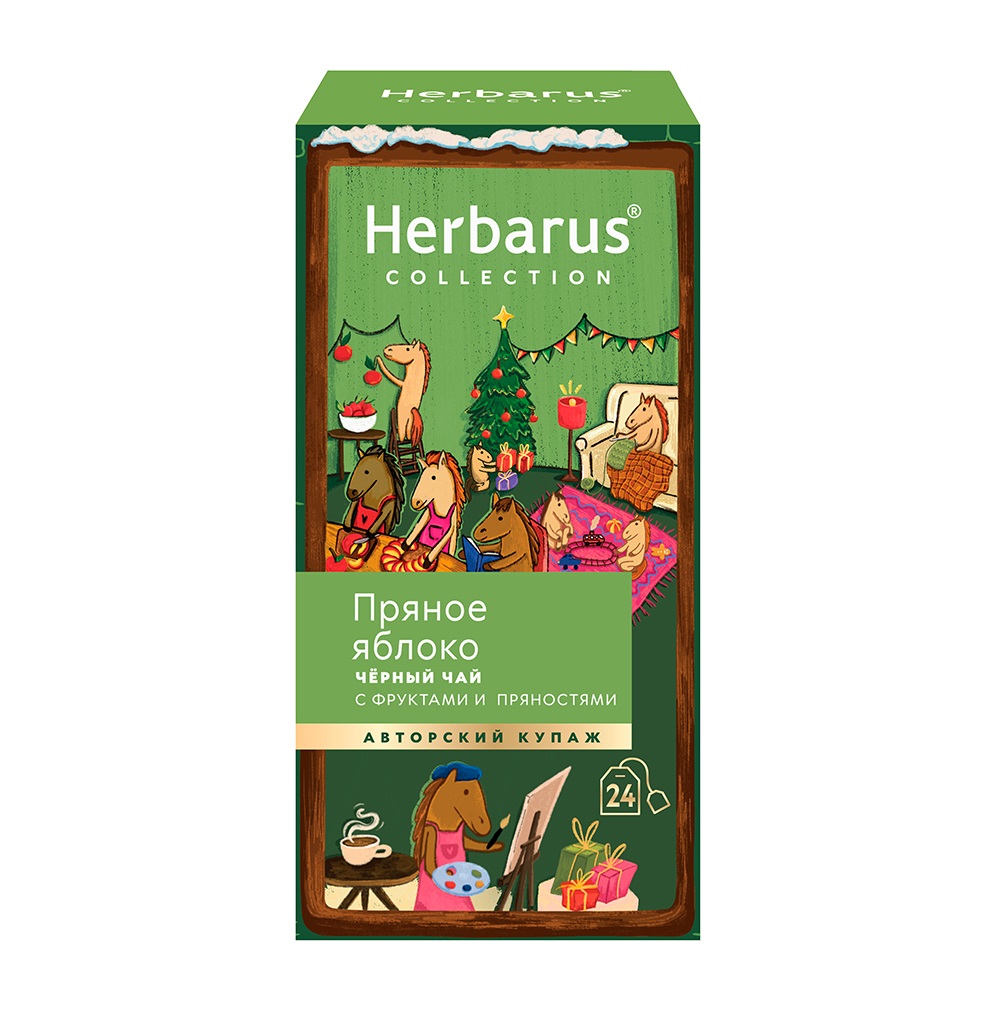 

Чай черный Herbarus Пряное яблоко с фруктами и пряностями пакетированный 24 шт 1.8 г