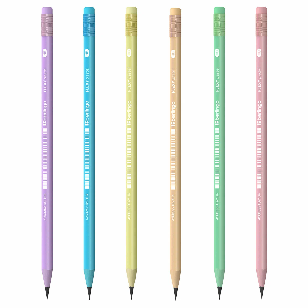 

Карандаш чернографитный Berlingo Flexy Pastel HB трехгранный с ластиком 1 шт. цвет в ассортименте