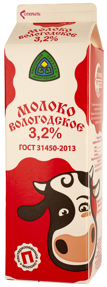 

Молоко пастеризованное Северное Молоко Вологодское 3.2% 970 мл