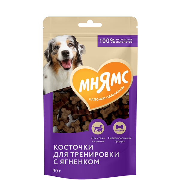 Лакомство для собак Мнямс Косточки для тренировки с ягненком дизайн в ассортименте 90 г