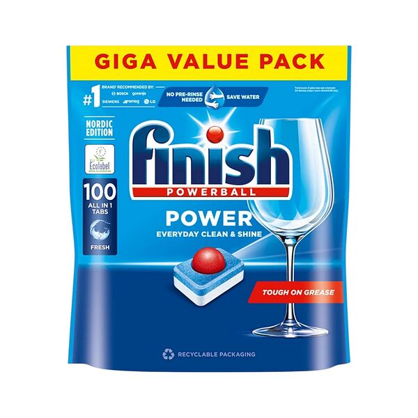 Cредство д/мытья посуды в посудомоечных машинах Finish Powerball Power AIO таблетки 100шт