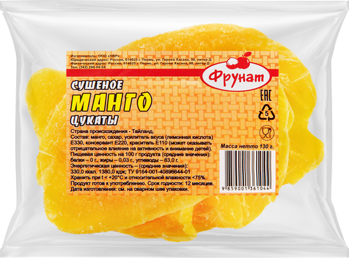 

Манго ФРУНАТ сушеное, 130г