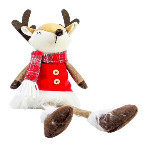 Новогодняя Кукла Олень в шарфике 35 см