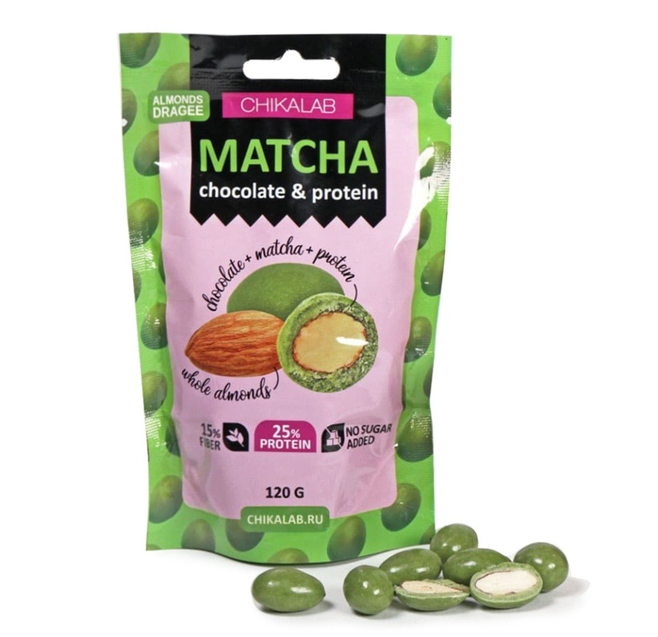 

Драже миндаль Chikalab Миндаль-Белый шоколад-Матча 120 г