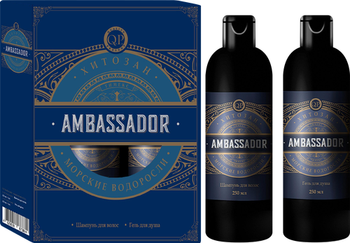 

Подарочный набор для мужчин Compliment Q.P. Ambassador Шампунь для волос 250 мл, Гель для душа 250 мл