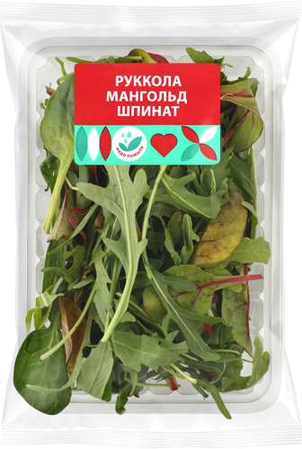

Салатный микс Белая Дача Салаты с поля руккола, мангольд, шпинат 75 г