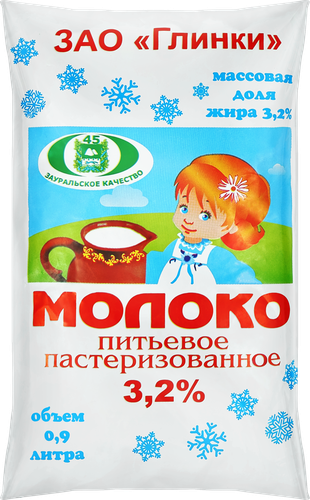 

Молоко Глинки пастеризованное 3.2% 900 мл