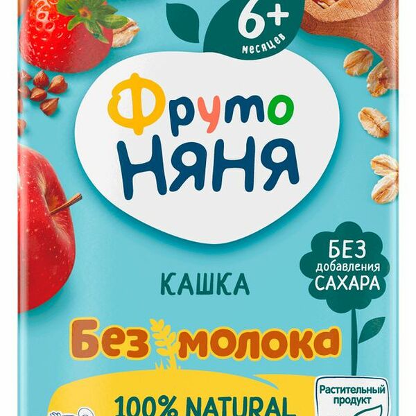 Каша для детей ФрутоНяня 5 злаков безмолочная с яблоками, бананом и клубникой, с 6 месяцев 200 мл