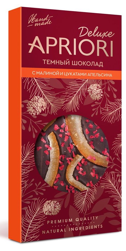 

Шоколад темный Apriori Deluxe с малиной и цукатами апельсина 85 г