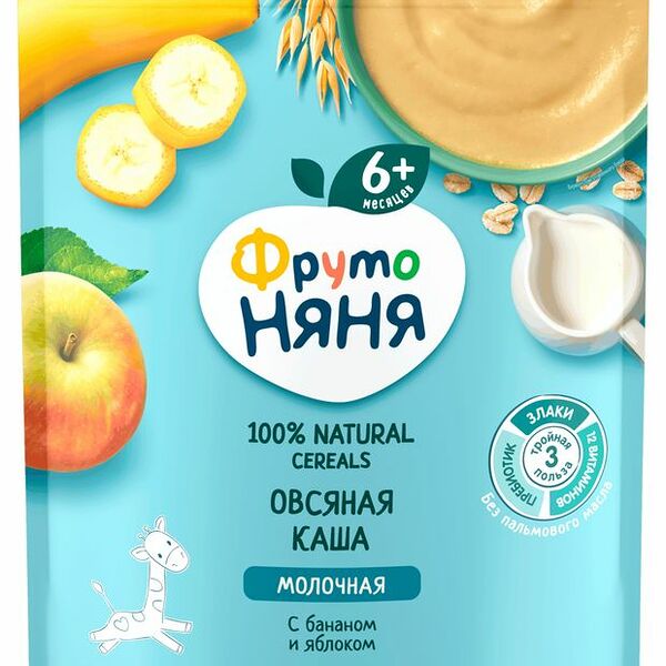 Каша ФрутоНяня овсяная молочная банан яблоко с 6 месяцев 200 г