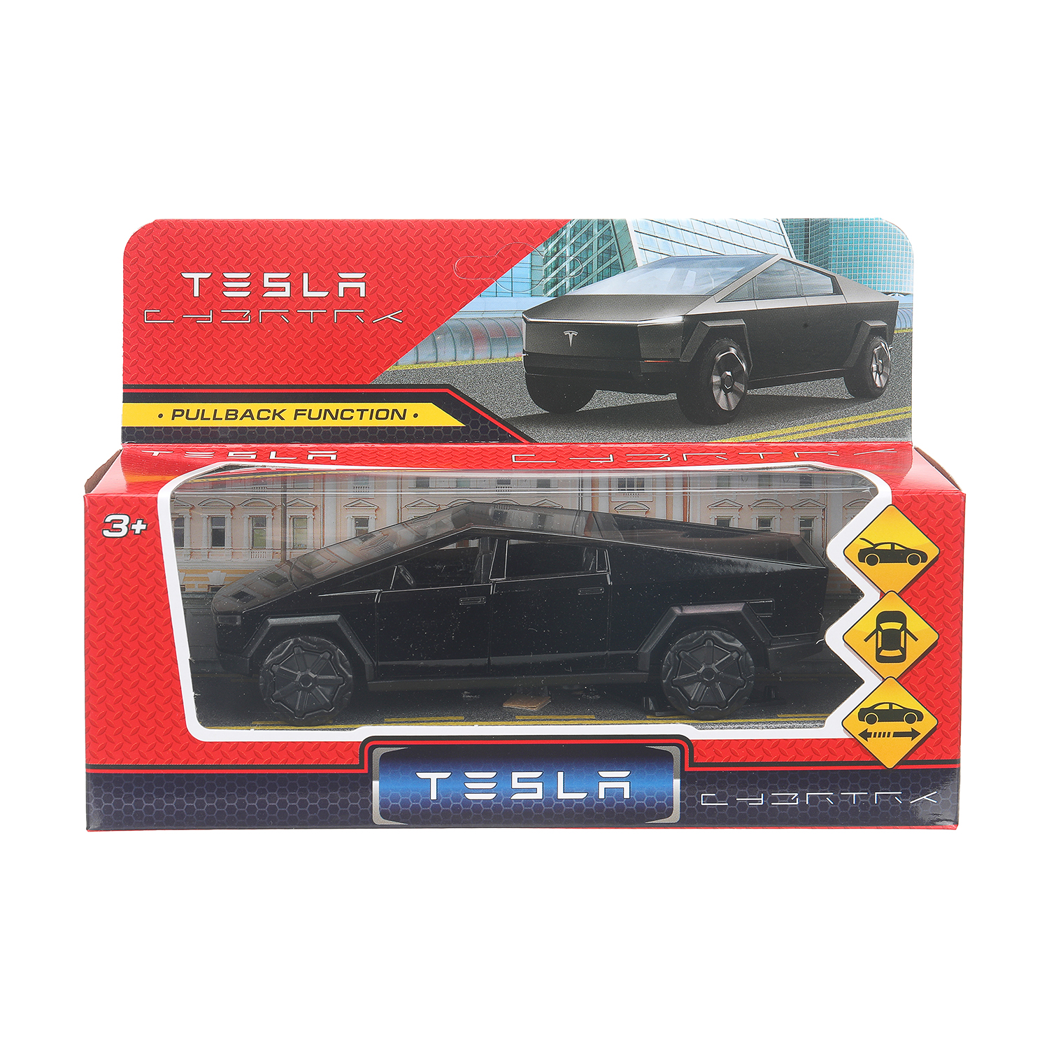 

Машина Технопарк инерционная Tesla Cybertruck глянцевый черный металл 13.7 см
