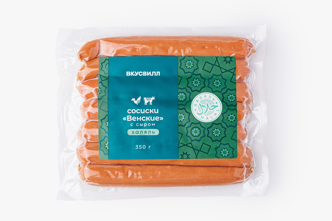 

Сосиски ВкусВилл Венские с сыром Халяль 350 г