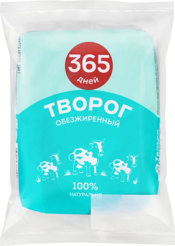 

Творог 365 Дней обезжиренный без змж 180 г