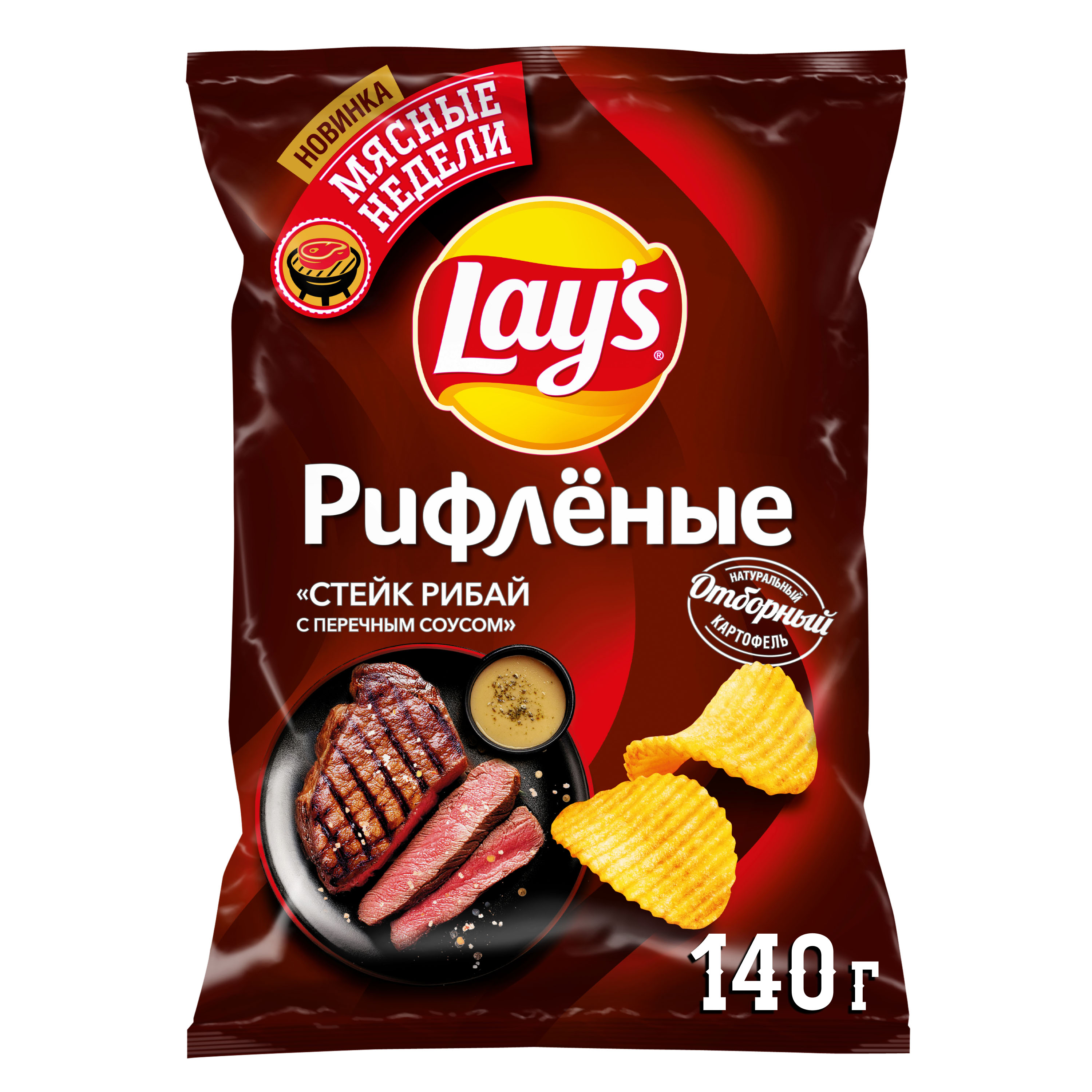 

Чипсы картофельные Lay's Рибай с перечным соусом рифленые 140 г