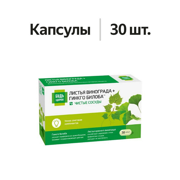 Будь Здоров! комплекс экстрактов красного винограда и гинкго билоба капсулы 30 шт