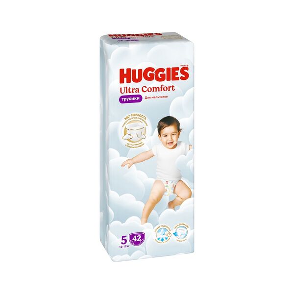 Трусики-подгузники детские однораз Huggies Ультра Комфорт д/мальчиков Mega 5 (12-17кг) 42шт