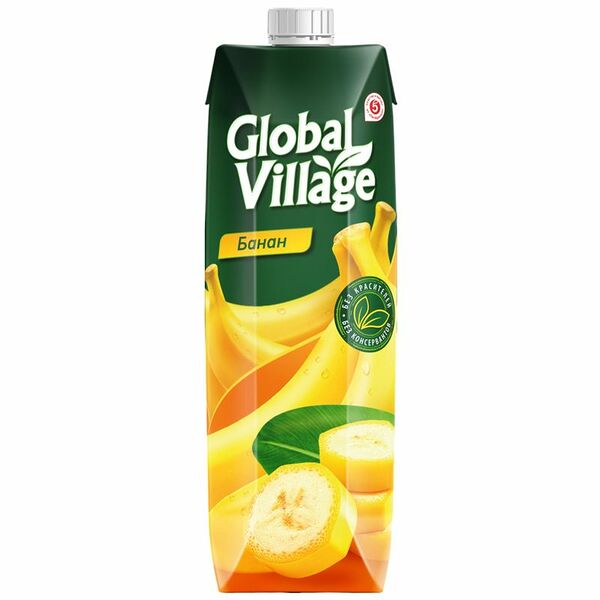 Нектар Global Village Банановый с мякотью 0.95 л