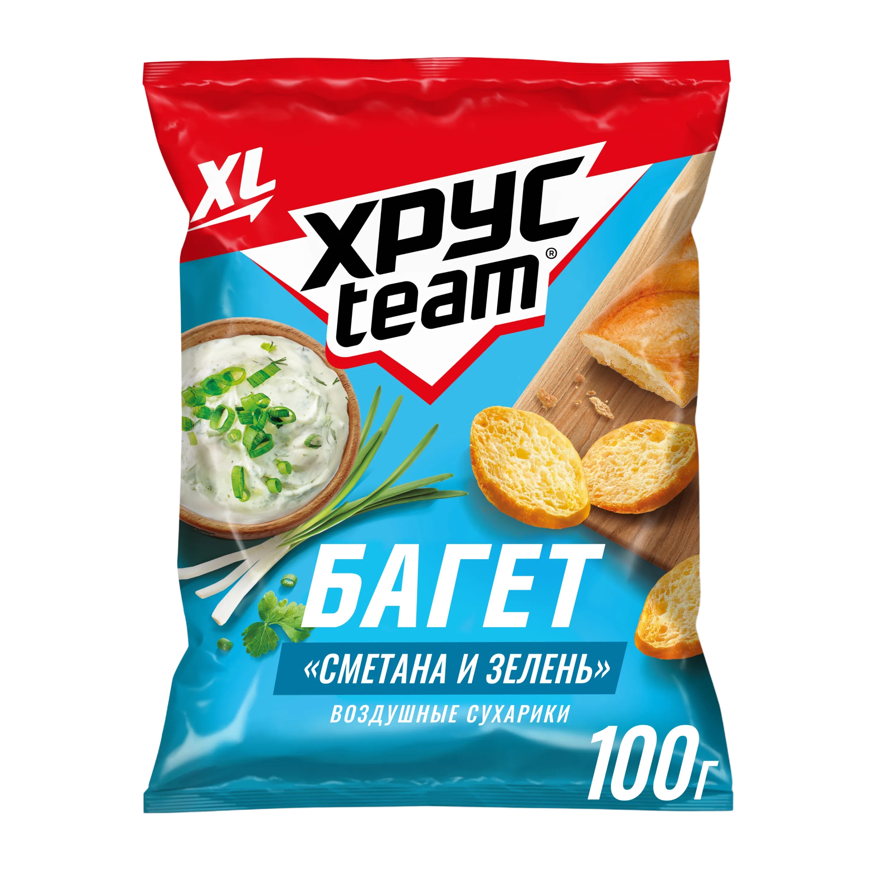 

Сухарики Хрусteam Багет Сметана-Зелень 100 г