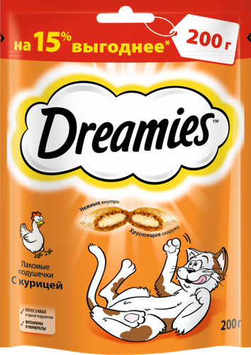 

Лакомство для кошек Dreamies подушечки с курицей 200 г