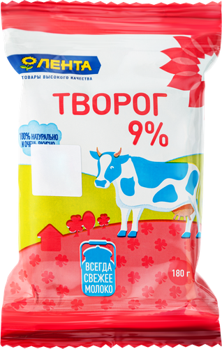 

Творог Лента 9% без змж 180 г