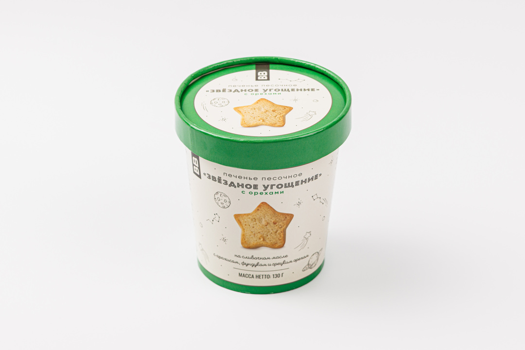 

Печенье ВкусВилл Звёздное угощение песочное с орехами 130 г
