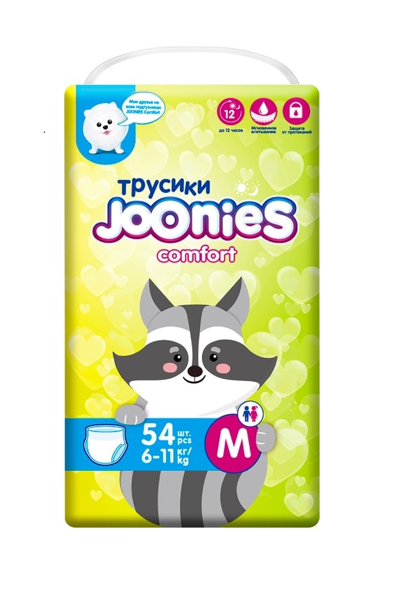 

Подгузники-трусики Joonies Comfort р.M 6-11 кг 54 шт