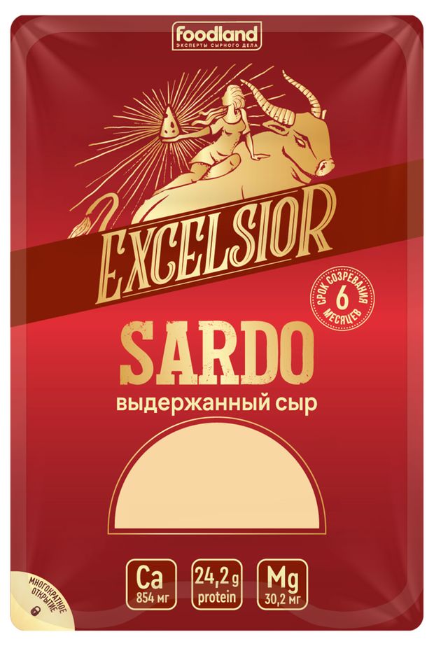 

Сыр твердый Excelsior Sardo выдержанный нарезка 45% 150 г