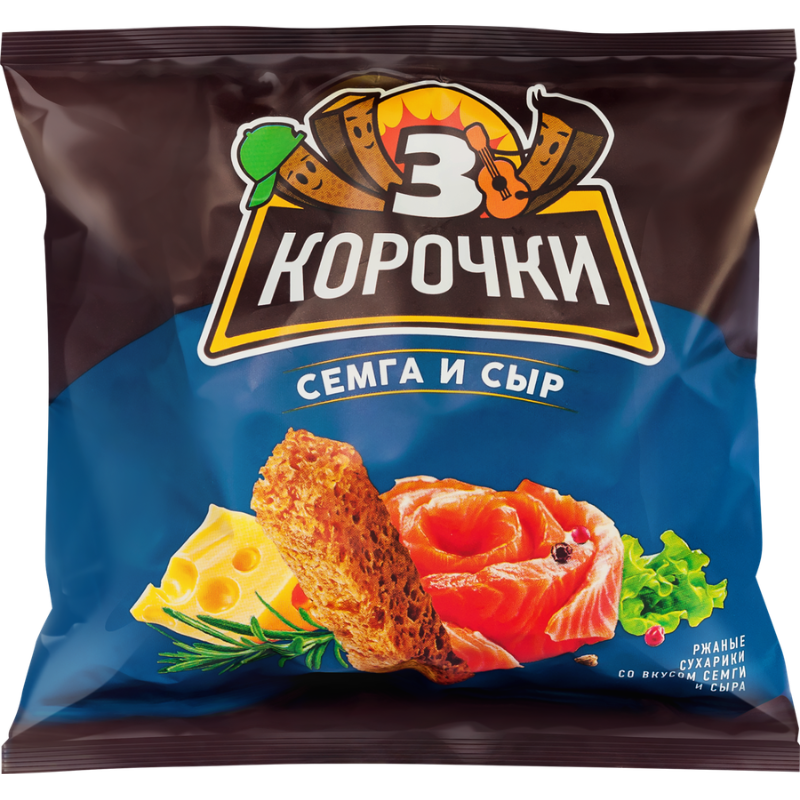 

Сухарики ржаные Три корочки Семга с сыром 100 г