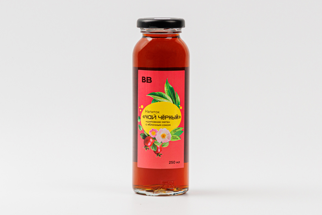 

Напиток ВкусВилл Чай черный шиповник-мята с яблочным соком 250 мл