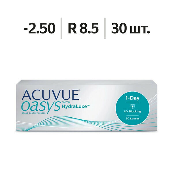 Линзы Acuvue Oasys 1-Day with Hydraluxe R 8.5 SPH -2.50 DIA 14.3 30 шт