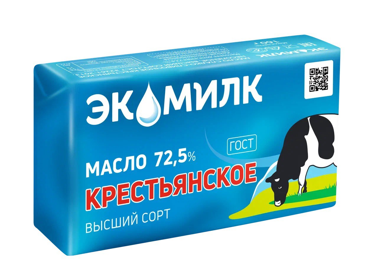 

Масло сливочное Экомилк Крестьянское 72.5% 180 г
